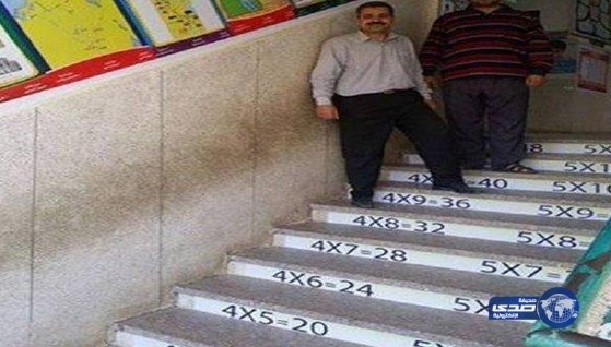 بالصور.. معلم مصري يستخدم طريقة جديدة لتعليم الطلاب جدول الضرب