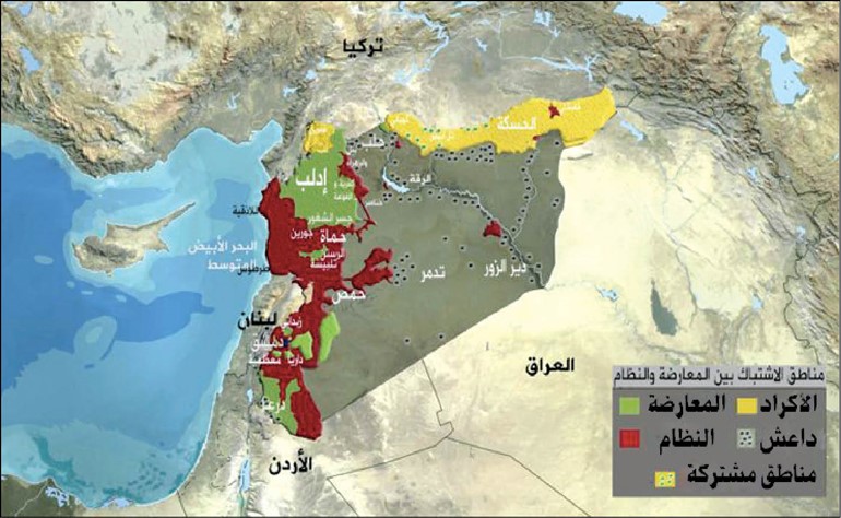 خريطة تبين المواقع التي شملها الاعلان الكردي	الجزيرة نت