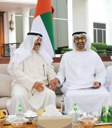 صاحب السمو الشيخ محمد بن زايد ال نهيان خلال استقباله الشيخ محمد الخالد﻿