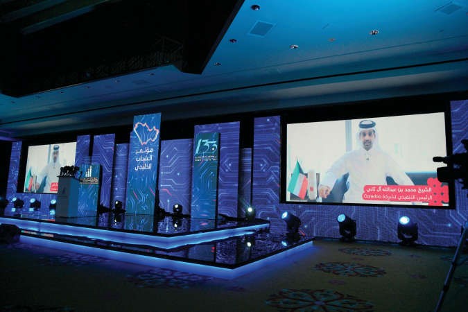الشيخ محمد بن عبدالله ال ثاني مشاركا من خلال فيديو