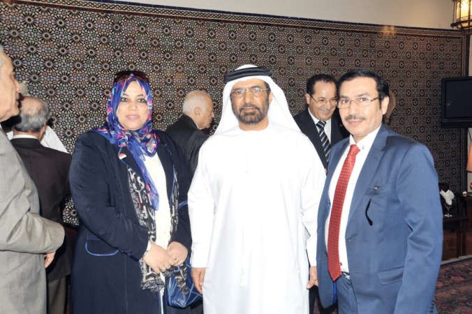 السفير محمد بن نخيرة الظاهري والمستشار ماجد المطيري والزميلة هناء السيد 
