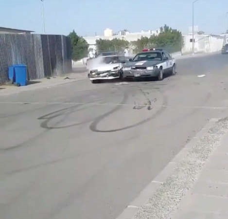 الدورية تصطدم بمركبة المستهتر ﻿