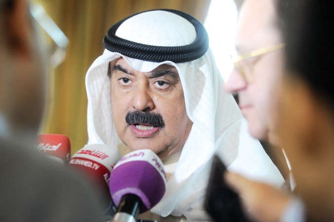 خالد الجارالله متحدثا خلال المؤتمر الصحافي