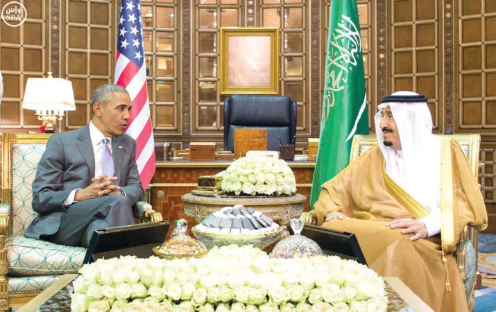 خادم الحرمين الشريفين الملك سلمان بن عبدالعزيز لدى لقائه الرئيس الاميركي باراك اوباما ﻿
