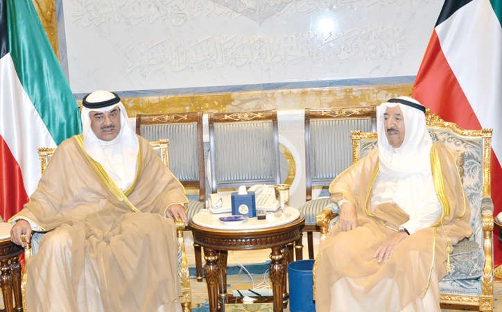صاحب السمو الامير الشيخ صباح الاحمد مستقبلا رئيس مجلس الوزراء بالانابة ووزير الخارجية الشيخ صباح الخالد