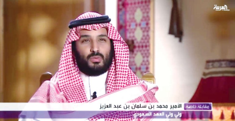 صاحب السمو الملكي الامير محمد بن سلمان ولي ولي العهد اثناء مقابلته التلفزيونية امس﻿