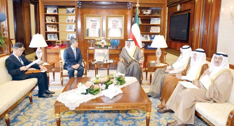 الشيخ صباح الخالد مستقبلا سفير جمهورية كوريا الجديد يويون تشول﻿
