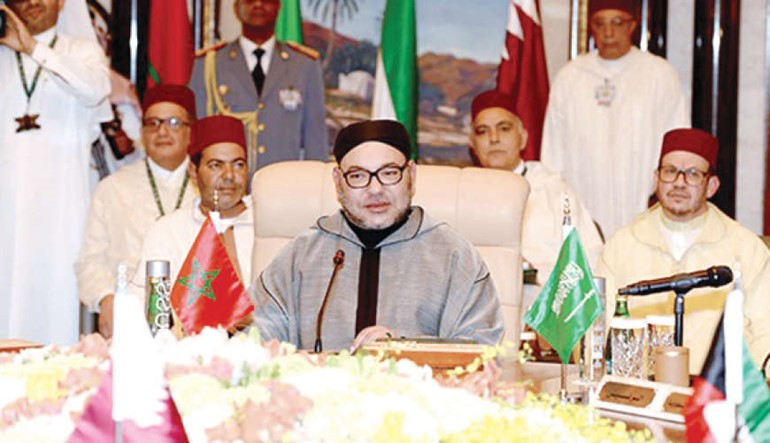 الملك محمد السادس خلال مشاركته في القمة الخليجية - المغربية بالرياض مؤخرا 