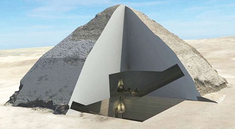 أول صور 3D لهرم سنفرو المائل في دهشور