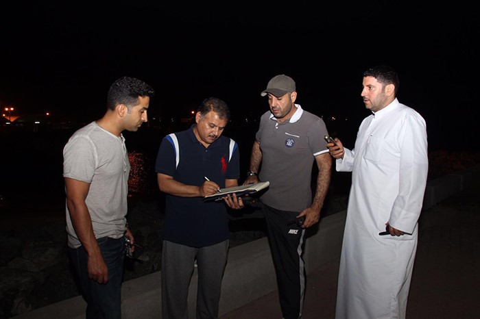 اللواء جمال البليهيص والمقدمان بدر الكدم واحمد الانصاري خلال البحث