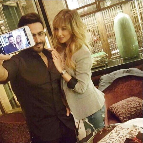 بالصور.. تامر حسني يحتفل بعيد ميلاد زوجته بسمة بوسيل