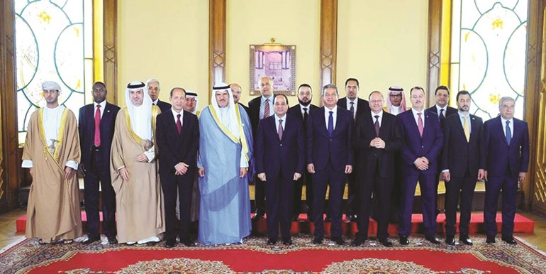 الرئيس عبدالفتاح السيسي خلال لقائه وزراء الشباب والرياضة العرب﻿