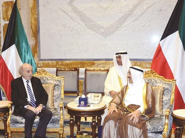 صاحب السمو الامير الشيخ صباح الاحمد مستقبلا وليد جنبلاط 