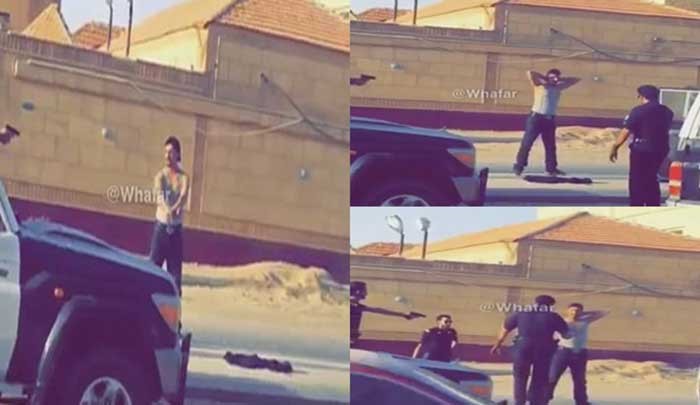 بالفيديو..  مقيم أشهر ساطورًا على المارة في حفر الباطن..وهكذا سيطرت الشرطة عليه
