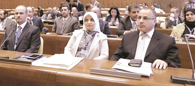 الوزيرة هند الصبيح خلال حضورها اجتماعات وزراء العمل العرب ﻿