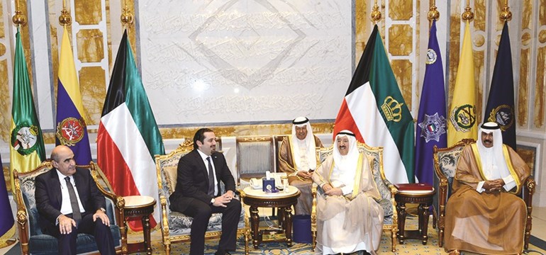 صاحب السمو الامير خلال استقباله سعد الحريريبحضور سمو ولي العهد﻿