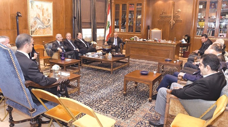 رئيس مجلس النواب نبيه بري خلال لقاء الاربعاء النيابي في عين التينة محمود الطويل 
