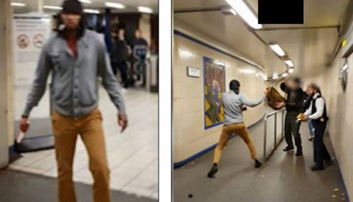 بالفيديو.. داعشي يعتدي على راكب بسكين في محطة مترو بلندن