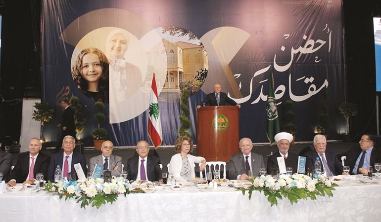 الرئيس الفخري لجمعية المقاصد رئيس الحكومة تمام سلام خلال القائه كلمة في افطار اقامته المقاصد في البيال﻿﻿ محمود الطويل﻿