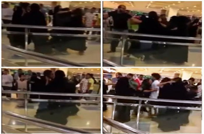 بالفيديو..هوشة نسائية بأحد الأسواق في السعودية.. وشبان يتدخلون لفض الاشتباك !