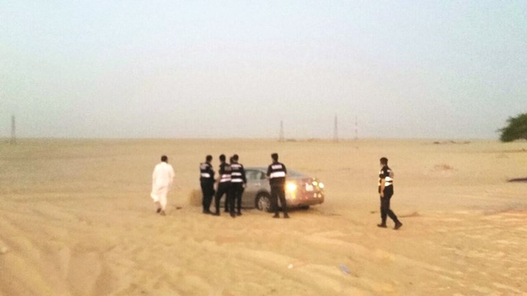 احدى المركبات التي حاول قائدها الهرب من الارتال