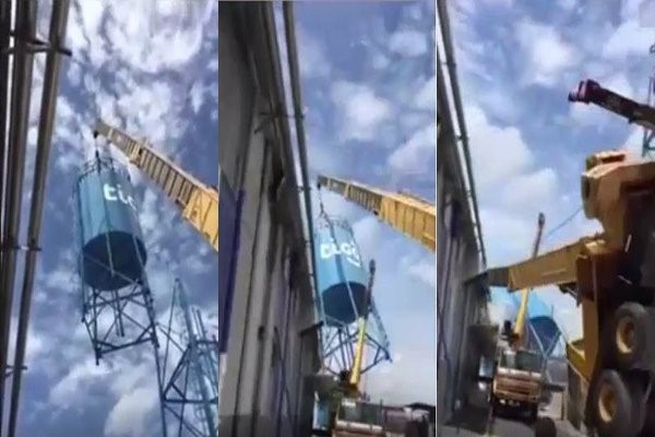 بالفيديو.. لحظة سقوط رافعة ضخمة على مبنى بجواتيمالا