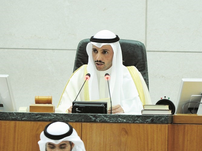 رئيس مجلس الامة مرزوق الغانم متحدثا هاني الشمري