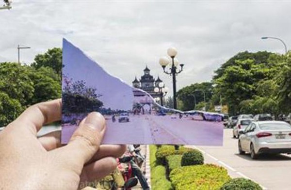 معلم يحمل اسم Patuxai في العاصمة فيينتيان، بني خلال فترة ستينيات القرن الماضي