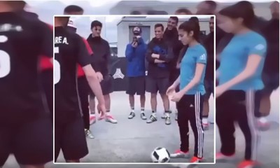 بالفيديو.. جزائرية تتفوق على لاعبي العالم في مهارات كرة القدم