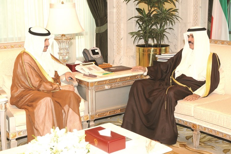 سمو نائب الامير وولي العهد الشيخ نواف الاحمد مستقبلا مرزوق الغانم ﻿