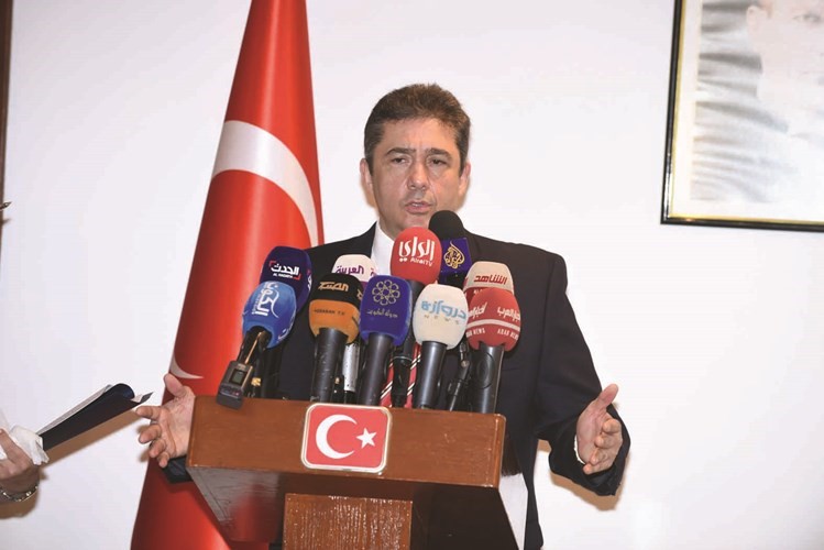 السفير التركي مراد تامير متحدثا في المؤتمر الصحافياحمد علي ﻿