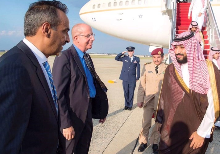 صاحب السمو الملكي الامير محمد بن سلمان ولي ولي العهد النائب الثاني لرئيس مجلس الوزراء وزير الدفاع لدى وصوله واشنطنالعربيةنت ﻿