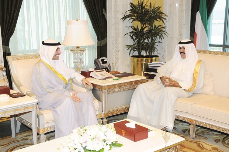 سمو نائب الامير وولي العهد الشيخ نواف الاحمد مستقبلا مرزوق الغانم