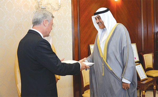 الشيخ صباح الخالد يتسلم اوراق اعتماد السفير الالماني