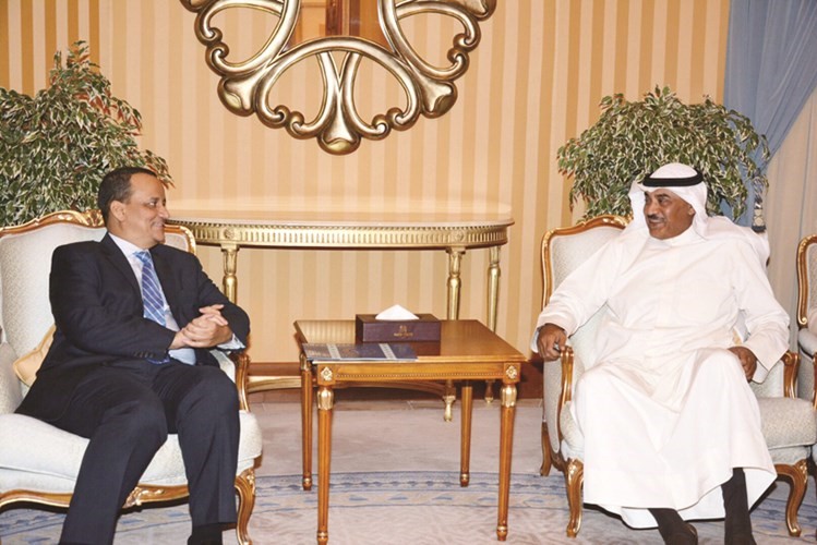 الشيخ صباح الخالد ومبعوث الامين العام للامم المتحدة لليمن اسماعيل ولد الشيخ احمد ﻿