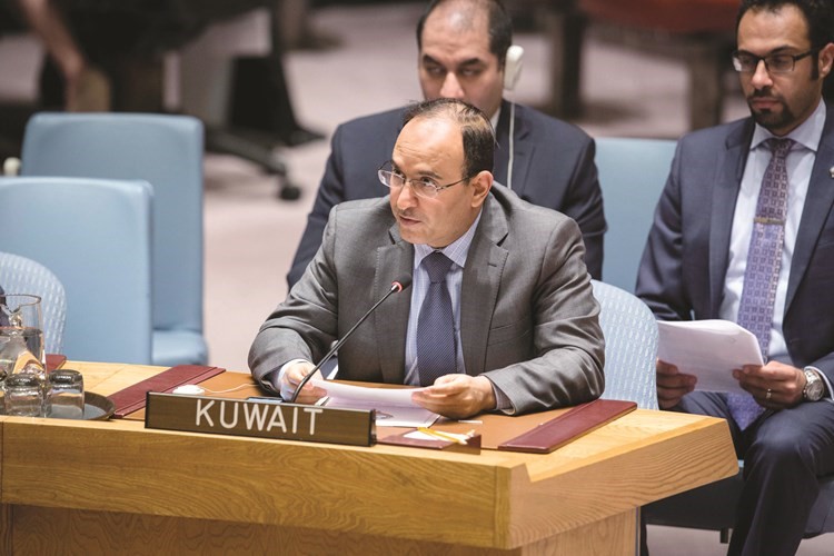 السفير منصور العتيبي يلقي كلمته في جلسة مجلس الامن