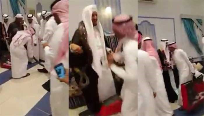 بالفيديو..عريس سعودي يتفاجأ والحضور بهدية خاصة وغير متوقعة من صديقه