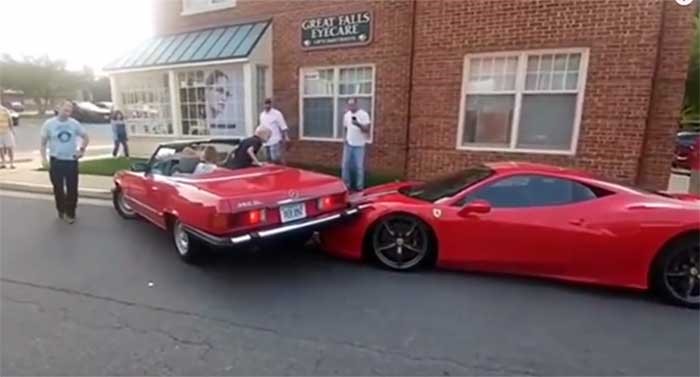 بالفيديو ..لقطات غريبة  لإمرأة تصدم “فيراري” ثمنها 300 ألف دولار 