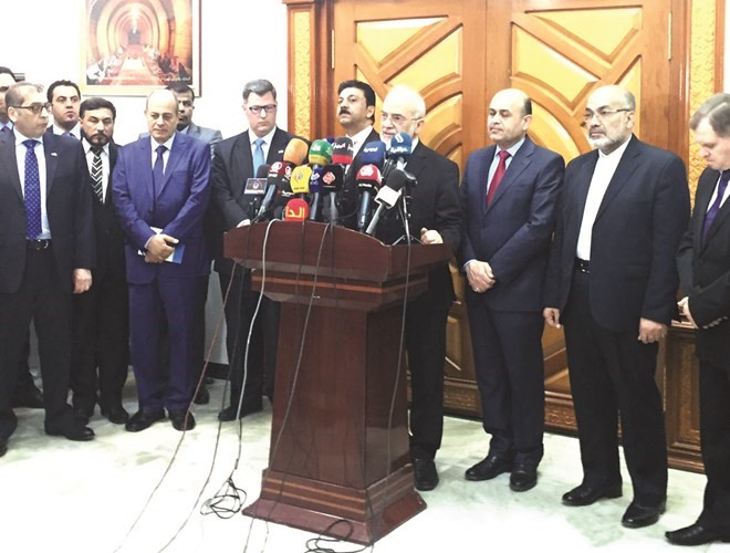 ابراهيم الجعفري متحدثا خلال المؤتمرالصحافي