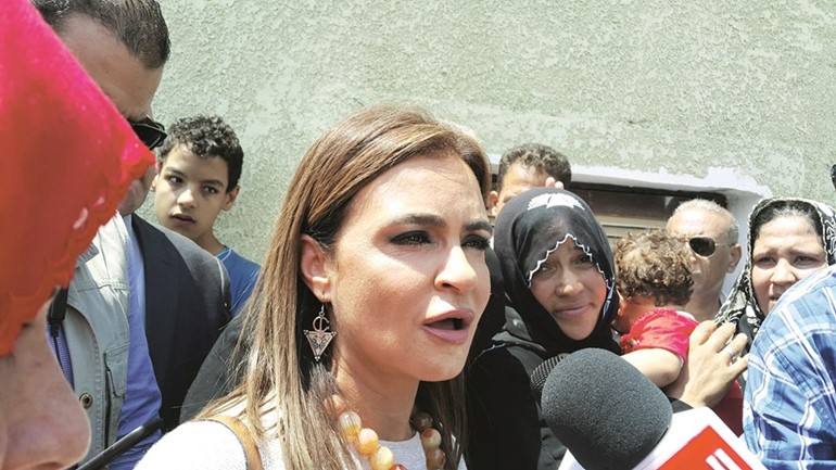 وزيرة التعاون الدولي دسحر نصر خلال زيارتها امس لشمال سيناء