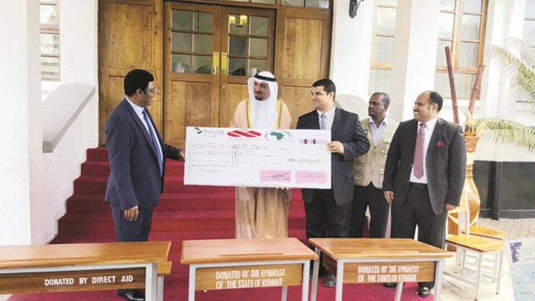السفير ناجم الناجم خلال تقديم مساهمة الكويت ﻿