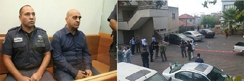 محققون واعلاميون في مكان الجريمة، ورئيس البلدية بعد ان سلم نفسه