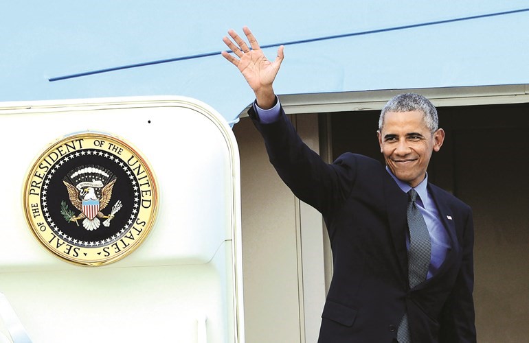 اوباما مغادرا عقب حضوره قمة اسيانافپ﻿