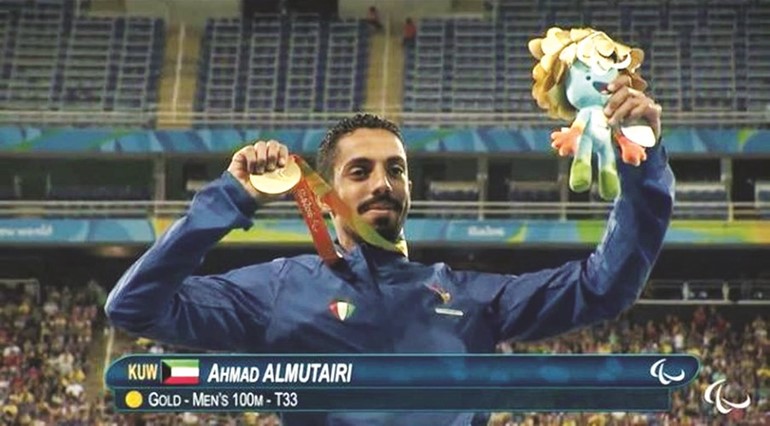 البطل الاولمبي احمد نقا المطيري متوجا بالذهب ﻿