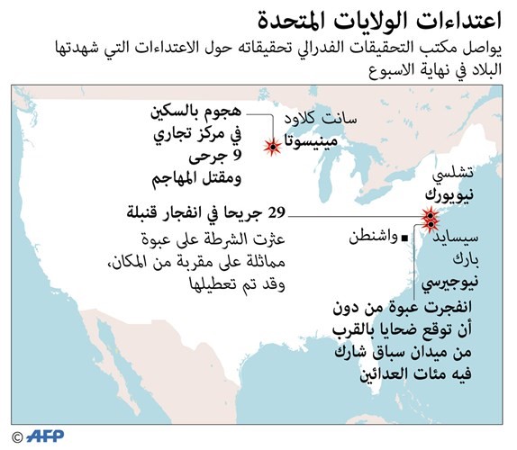 القبض على المشتبه بهجمات نيويورك و نيوجيرسي والعثور على مزيد من  المتفجرات