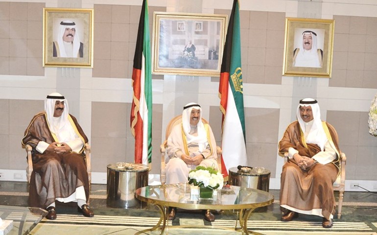 صاحب السمو الامير الشيخ صباح الاحمد والشيخ مشعل الاحمد وسمو الشيخ جابر المبارك ﻿