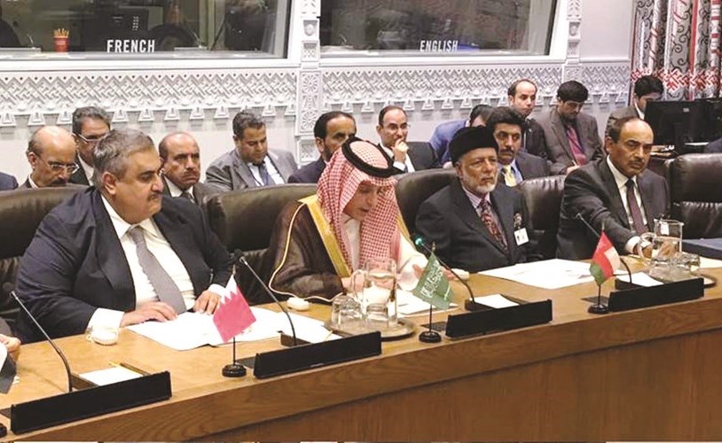 الشيخ صباح الخالد خلال مشاركته في اجتماع دول التعاون مع سيرغي لافروف﻿