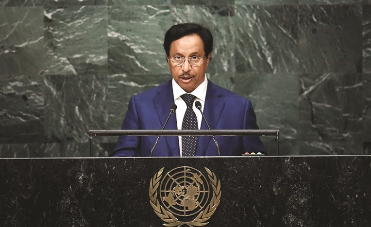 ممثل صاحب السمو الامير سمو رئيس الوزراء الشيخ جابر المبارك متحدثا امام الجمعية العامة للامم المتحدة﻿
