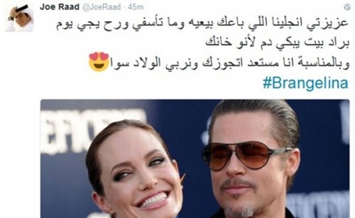 بعد انفصالها عن براد بيت.. فنان عربي يطلب الزواج من انجلينا جولي : " بنربي الأولاد سوا"!