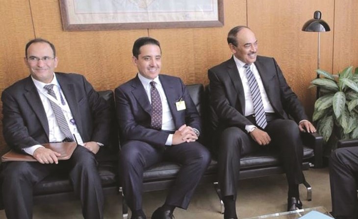 الشيخ صباح الخالد لدى لقائه رئيس الجمعية العامة للامم المتحدة بيتر تومسون	﻿